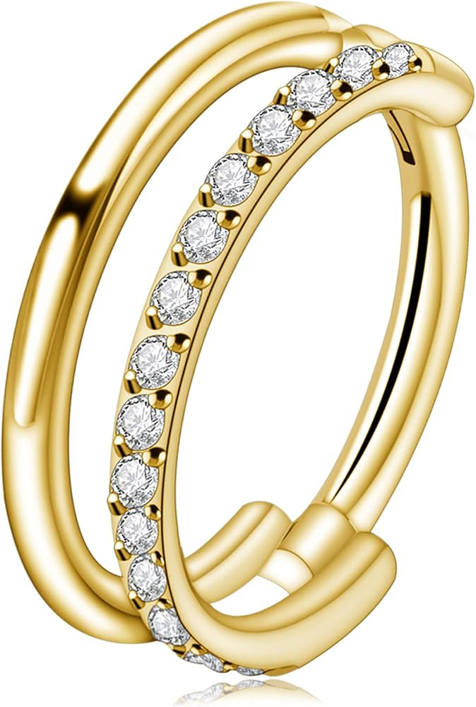 FINE4U Cartilage Earring Hoop for Conch Helix 16G 8mm 10mm 12mm, ASTM F136 Titanium Piercing jewe... | Amazon (US)