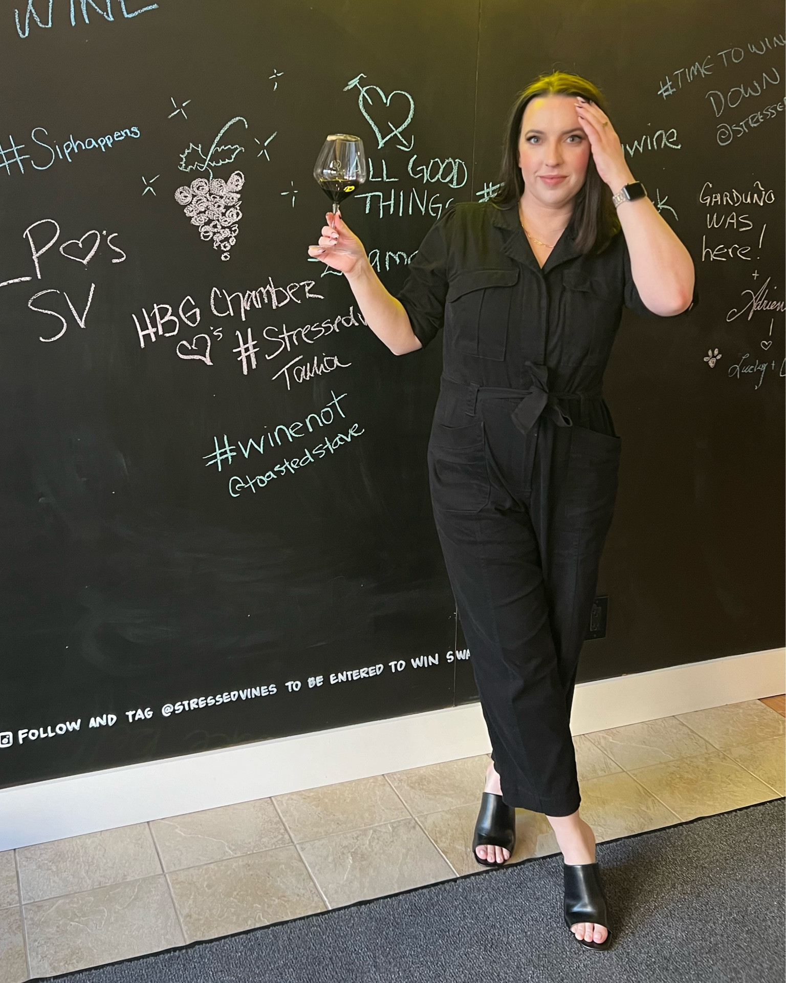 Black boilersuit / black jumpsuit / wine tasting outfit / vacation outfit / travel outfit / black mules 

#LTKShoeCrush #LTKTravel #LTKMidsize