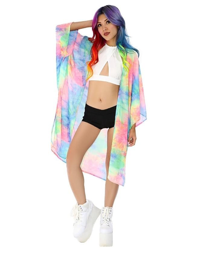 iHeartRaves Sheer Kimonos, Summer Beachwear Cover Up for The Beach, Pool, Music Festivals | Amazon (US)