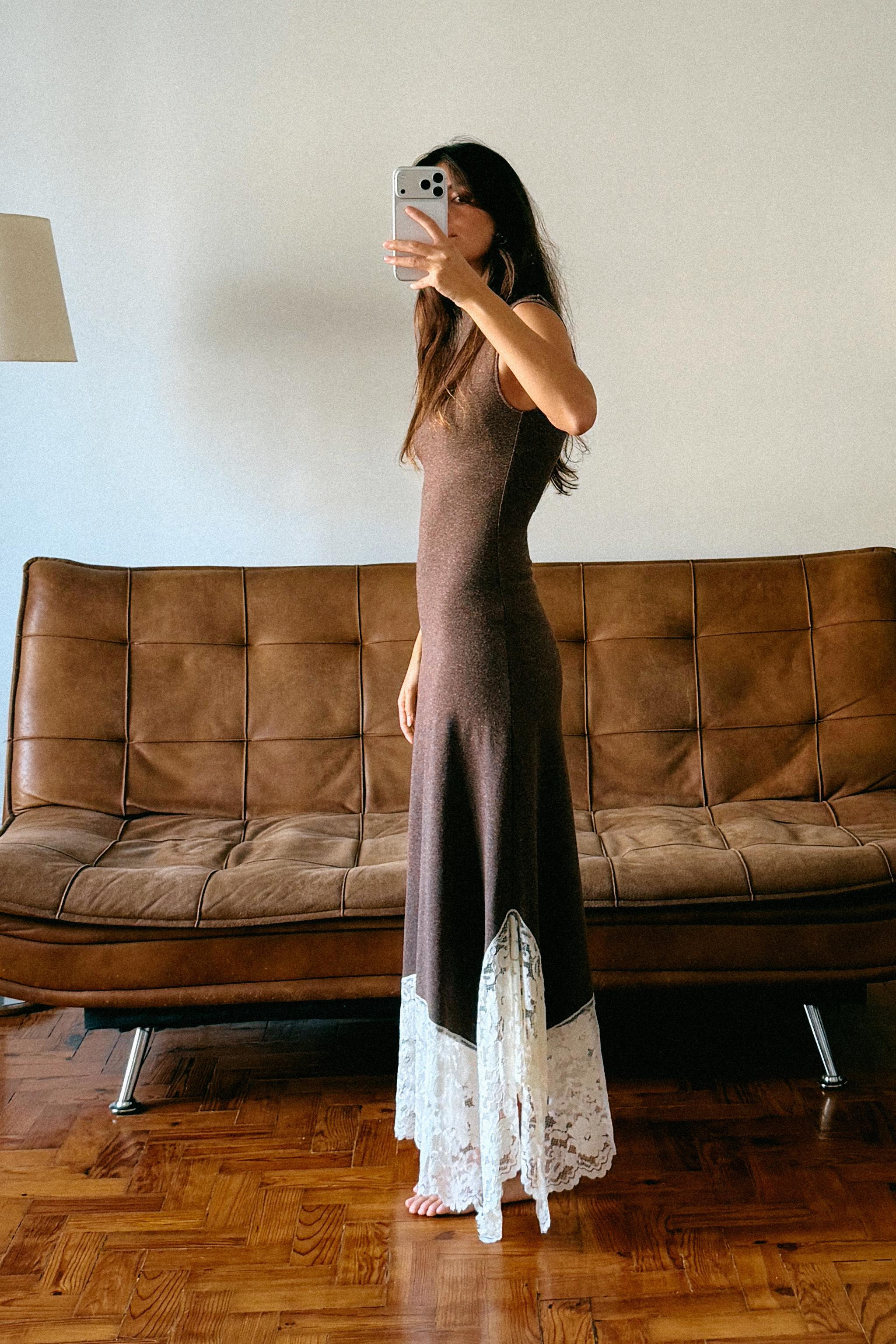 LONG COMBINATION LACE DRESS | Zara US