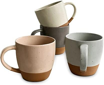 Amazon.com: Mora Ceramic Large Latte Mug Set of 4, 16oz - Microwavable, Porcelain Coffee Cups Wit... | Amazon (US)
