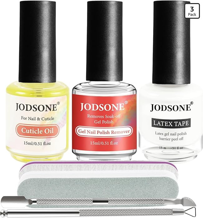 JODSONE Gel Nail Polish Remover Kit - Set with 15ml Gel Nail Polish Remover, Cuticle Oil and Late... | Amazon (US)
