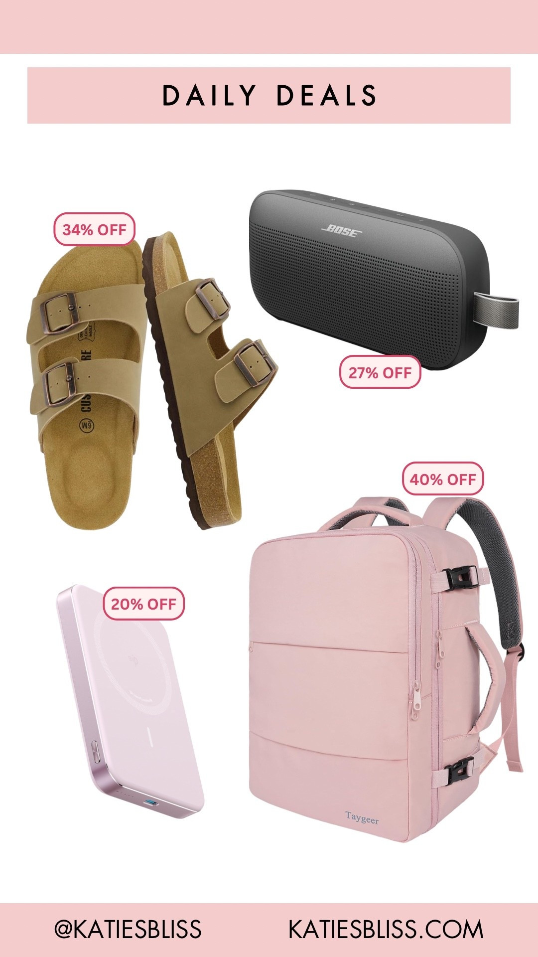 Daily deals ✨

Amazon. Deal. Sale. Markdown. Sandals. Speaker. Bose. MagSafe charger. Phone charger. Portable charger. Travel backpack. 



#LTKSaleAlert #LTKTravel