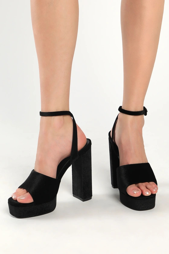 Gorgyy Black Velvet Platform High Heel Sandals | Lulus