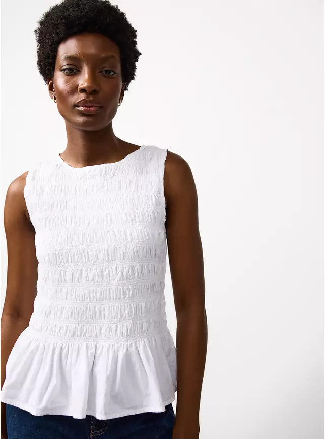 White Shirred Sleeveless Co-ord Top 26 | Tu Clothing