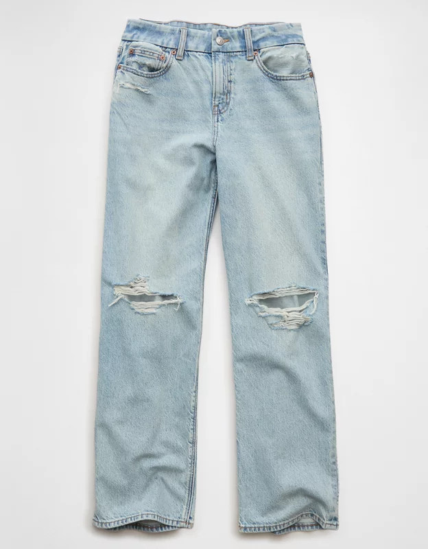 AE Strigid Curvy Ripped High-Waisted Stovepipe Jean | American Eagle Outfitters (US & CA)