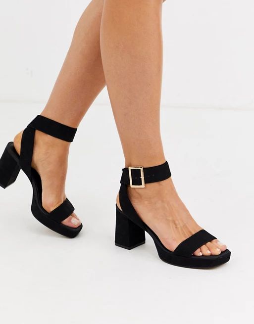 ASOS DESIGN Hopscotch platform heeled sandals in black | ASOS (Global)