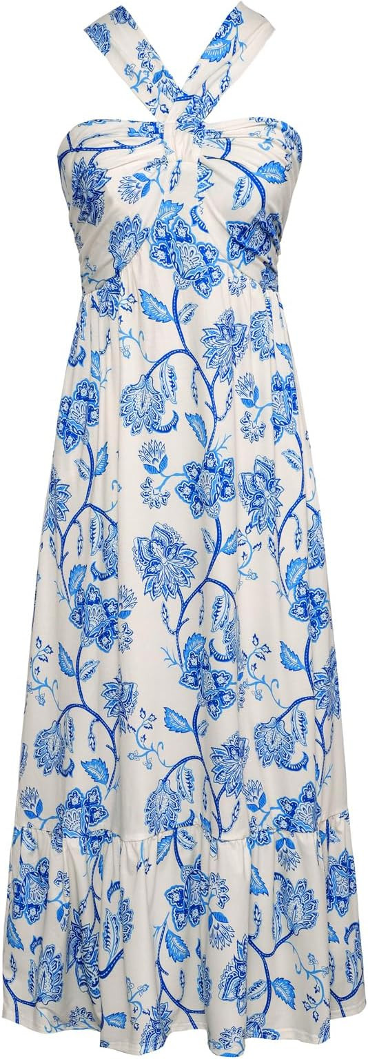 GRACE KARIN Womens Summer Floral Dresses 2026 Boho Maxi Dress Flowy Halter Sundress Casual Vacati... | Amazon (US)