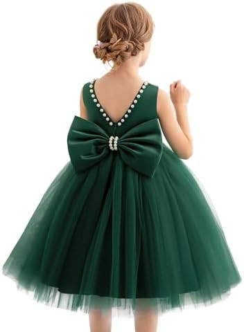 Flower Girl Dress Kids Satin Tulle Wedding Guest Party Birthday Bridesmaid Communion Pageant Prom... | Amazon (US)