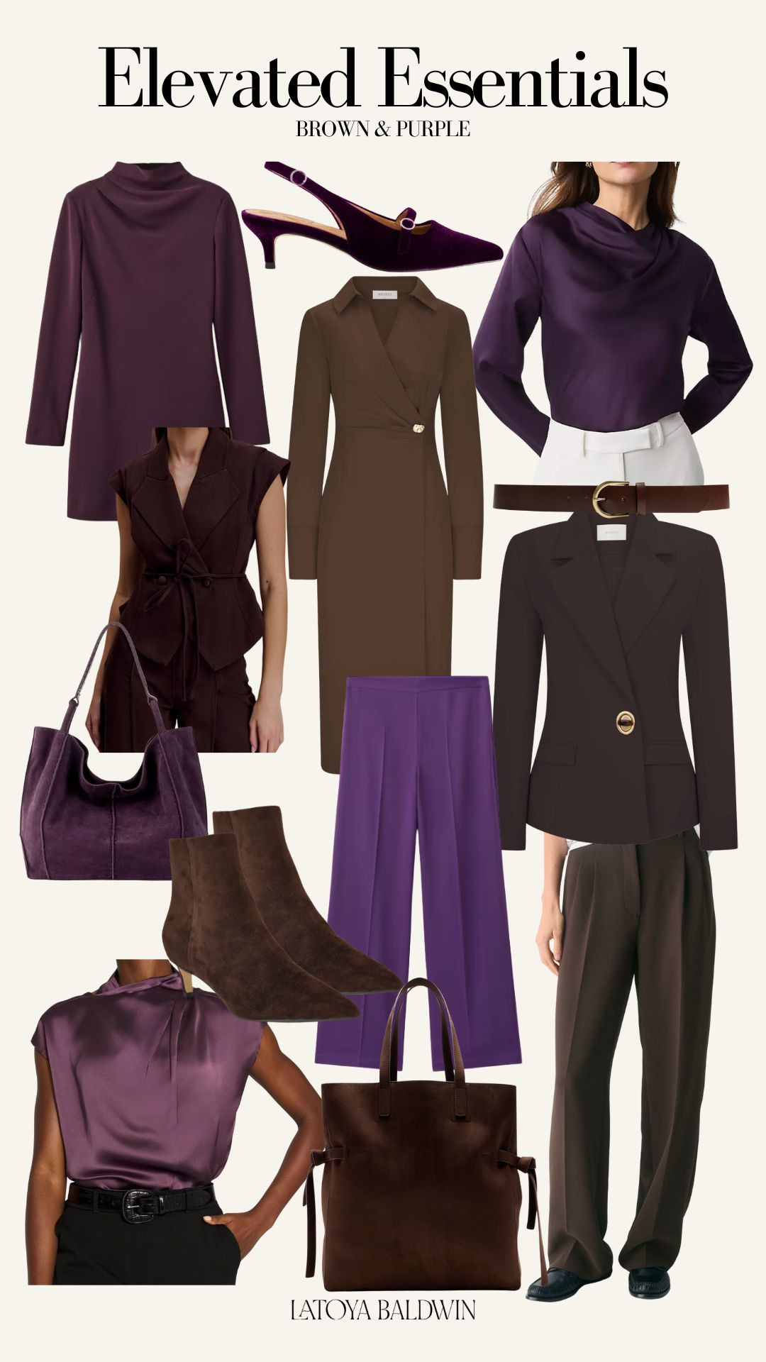 Brown and purple is the color combo that's everywhere right now, and for good reason. It feels rich, unexpected, and way more interesting than your usual neutrals. Easy to style, hard to forget. #brownandpurple #colortrends #workwearstyle #officefashion #workwearinspo 

 #LTKgrwm #LTKootd #LTKWorkwear