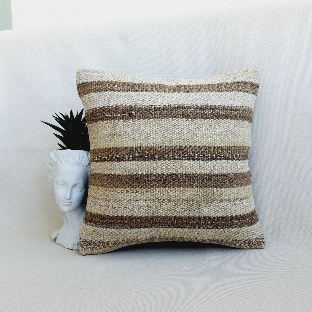 Vintage Kilim Pillow 16x16 Turkish Kilim Pillow Bohemian Pillow Throw Pillow Kilim Pillow Cover H... | Etsy (US)