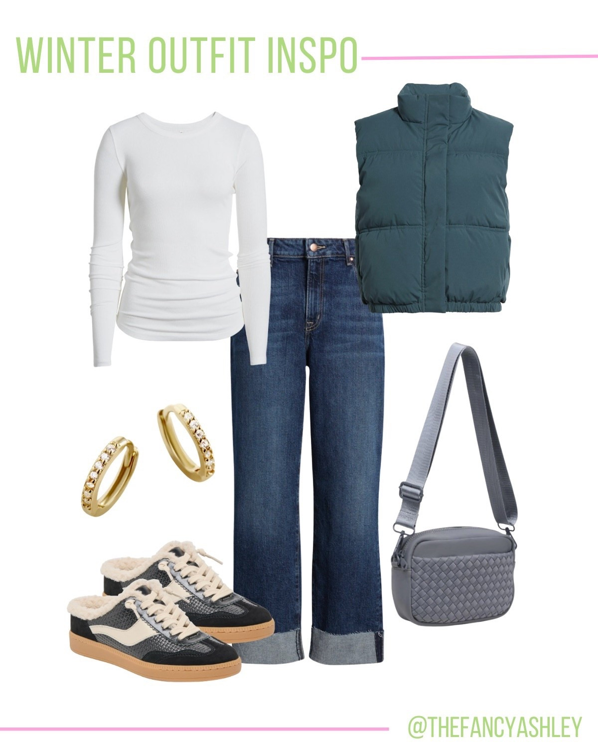 Winter outfit inspo! Grabbed a few Nordstrom Half Yearly Sale finds - jeans, long sleeve, puffer vest, and the cutest faux sherling sneaks! 

#LTKSeasonal #LTKSaleAlert #LTKootd