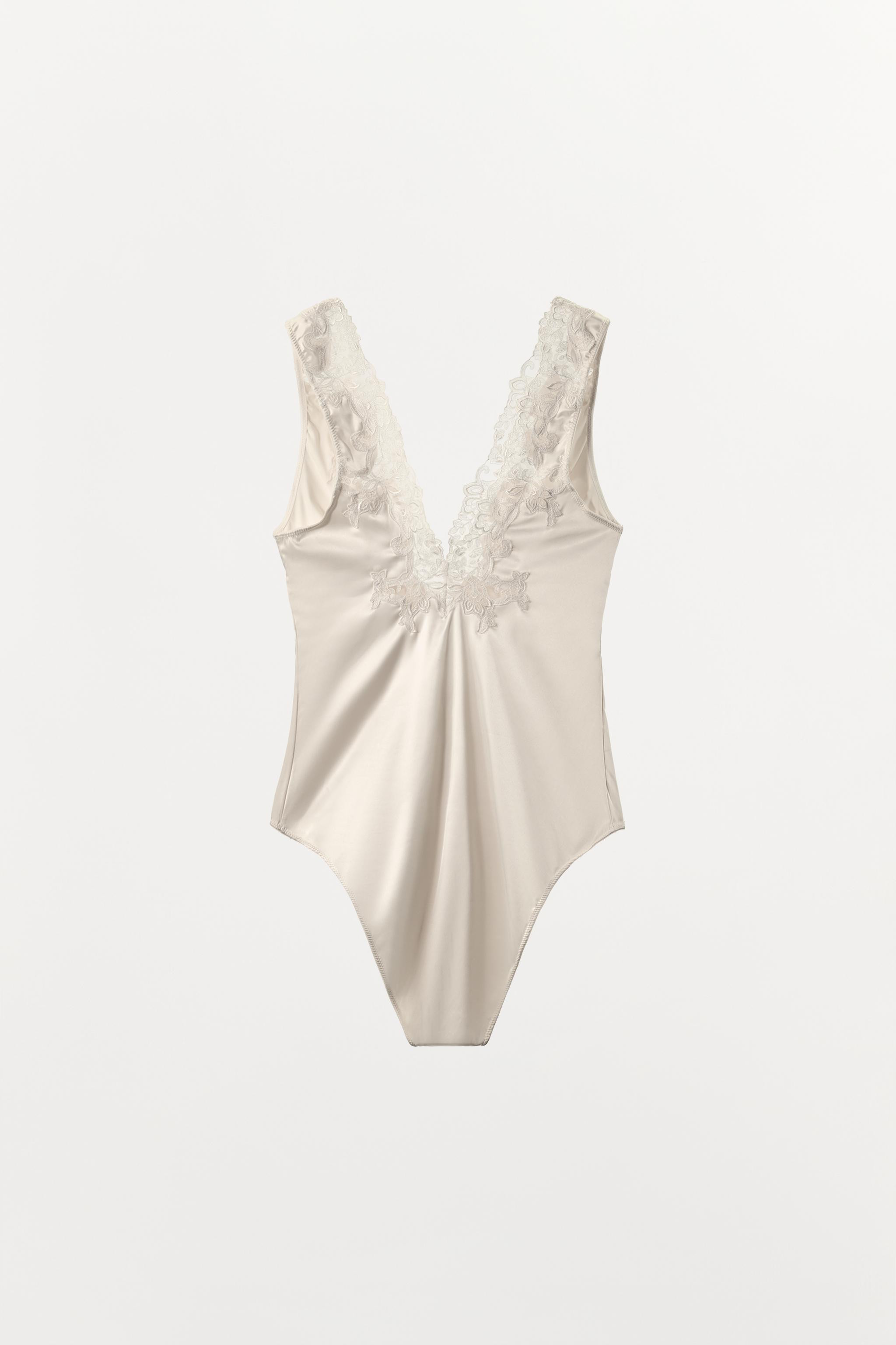 ZW COLLECTION SATIN EFFECT LACE BODYSUIT | Zara US