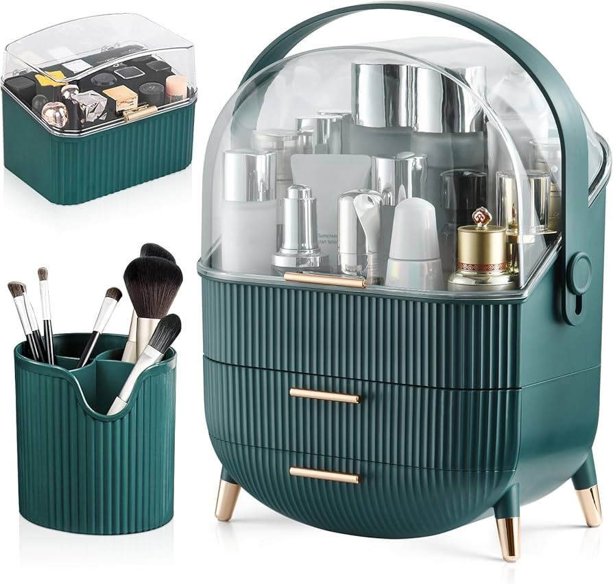 CANITORON Makeup Storage Organizer,Cosmetics Display Case with Brush,Lipstick Organizer and Trans... | Amazon (US)
