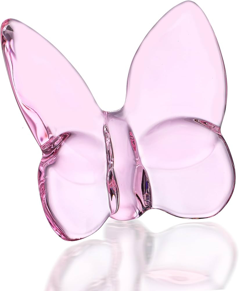 Pink Crystal Butterfly Figurine,Flying Butterfly Figurine, Glass Butterfly Ornament,Crystal Anima... | Amazon (US)