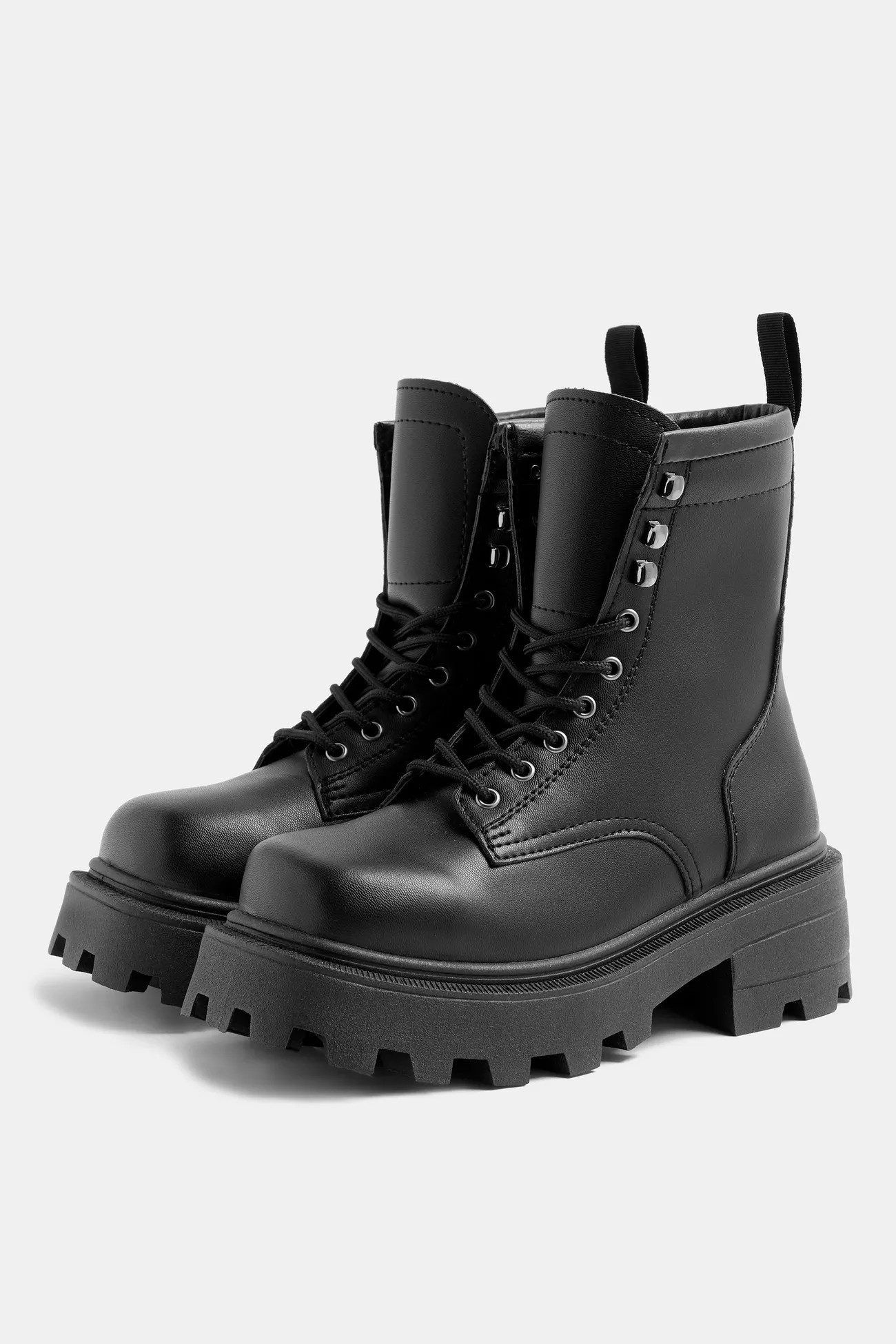 BAE Black Square Toe Chunky Lace Up Boots | Topshop UK