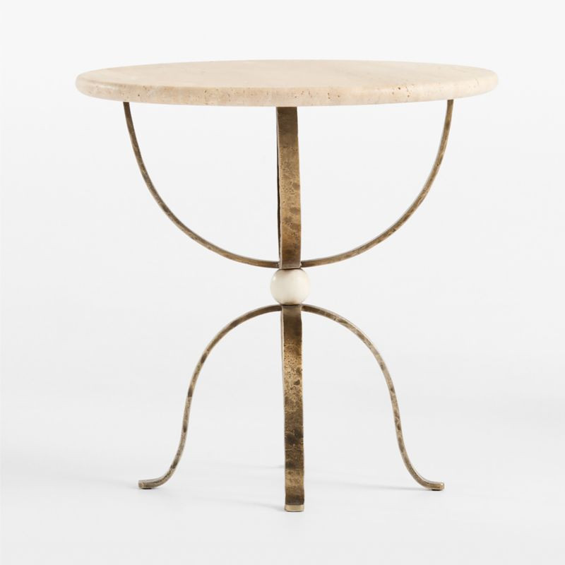 Telephone Travertine 20" Side Table by Laura Harrier & Tiffany Howell | Crate & Barrel