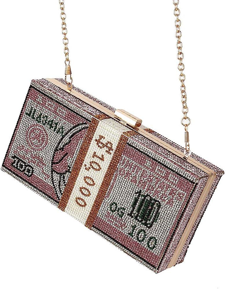 Classic Dollar Style Evening Bags With Diamond Shoulder Bag Wallet Clutch Pink: Handbags: Amazon.... | Amazon (US)