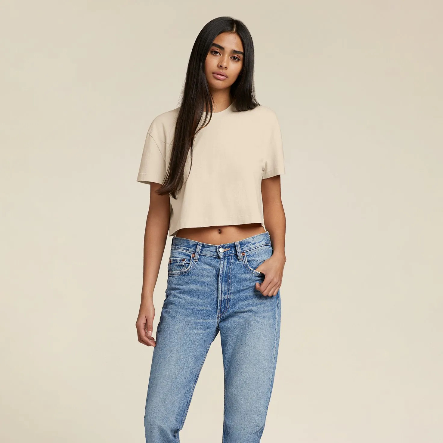 Women's Cropped Tee - Bone - nuuds | nuuds