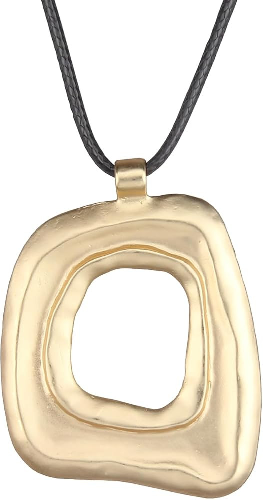 Boho Necklaces for Women Chunky Circle Necklace Layered Boho Circle Leather Choker Necklace Long ... | Amazon (US)