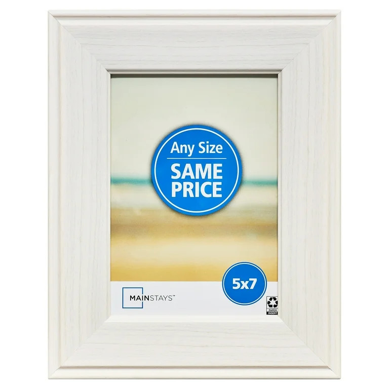 Mainstays 5x7 Rustic White Decorative Tabletop Picture Frame | Walmart (US)
