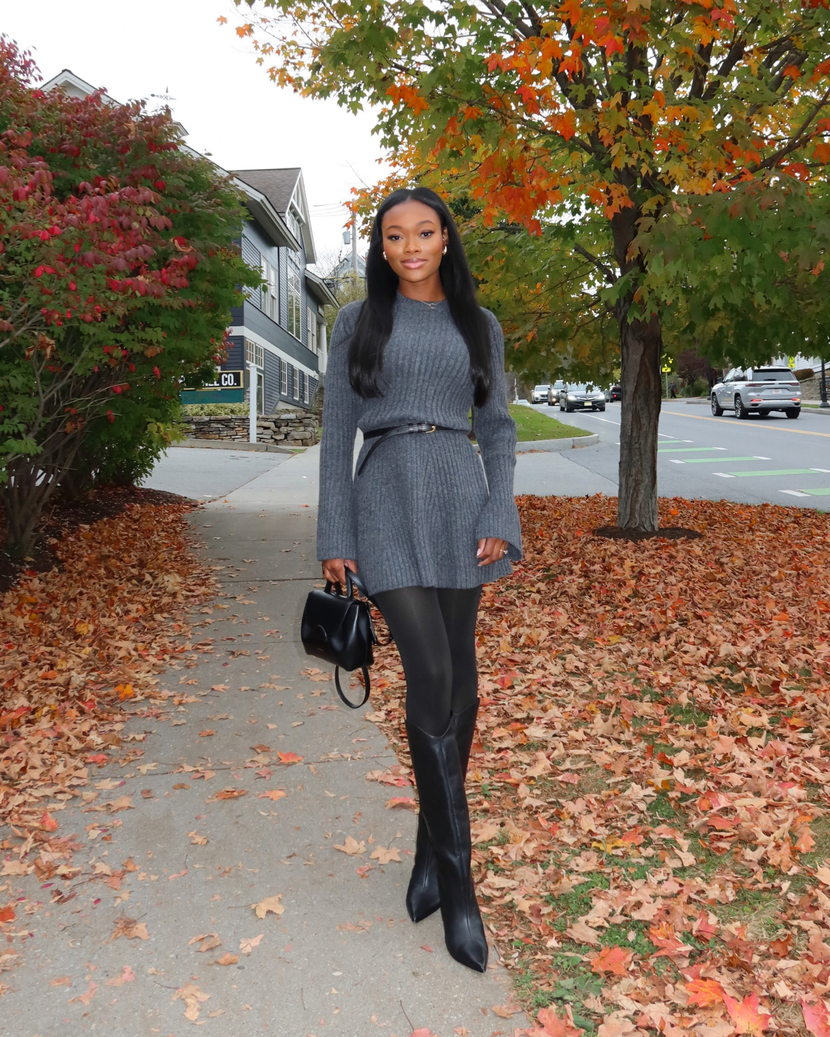 Vermont outfit of the day! Love this grey sweater dress (under $50) and black knee high boots! So cozy for fall! 🖤🍂

#LTKSeasonal #LTKshoecrush #LTKstyletip