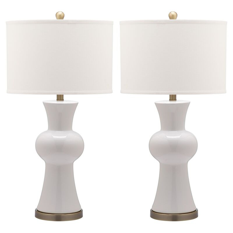 S/2 Nina Column Table Lamps, White | One Kings Lane