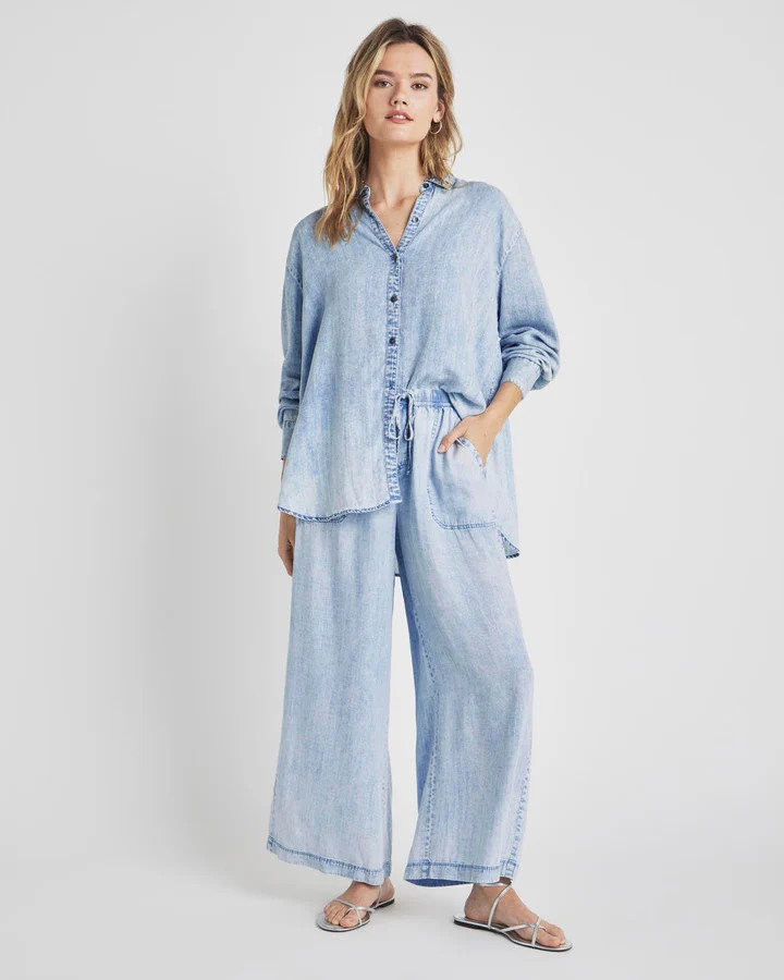 Bleached Indigo Angie Crop Palazzo Pant | Splendid