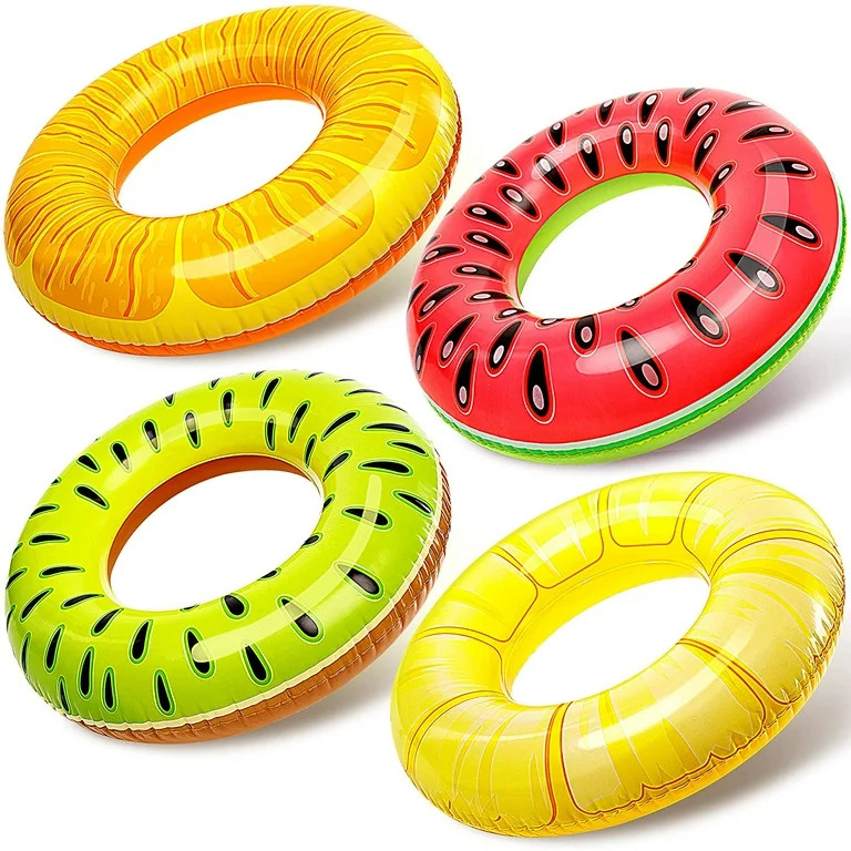 Sloosh 4 Pack Inflatable Pool Floats Fruit Tube Rings, Fruit Pool Tubes, Pool Floaties Toys, Beac... | Walmart (US)