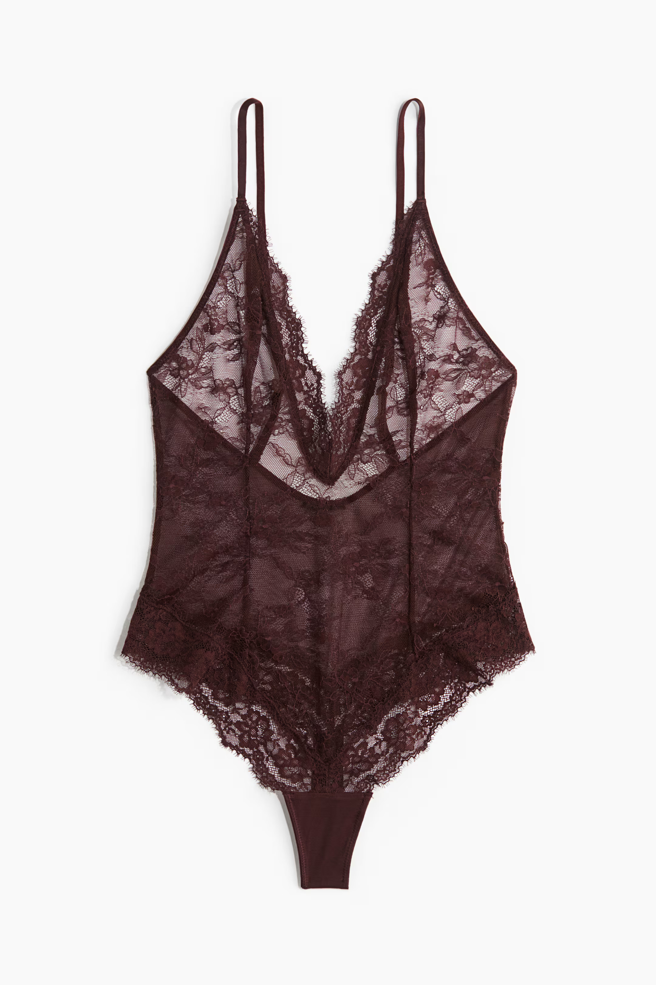Deep plunge lace thong body - Burgundy - Ladies | H&M US | H&M (US + CA)