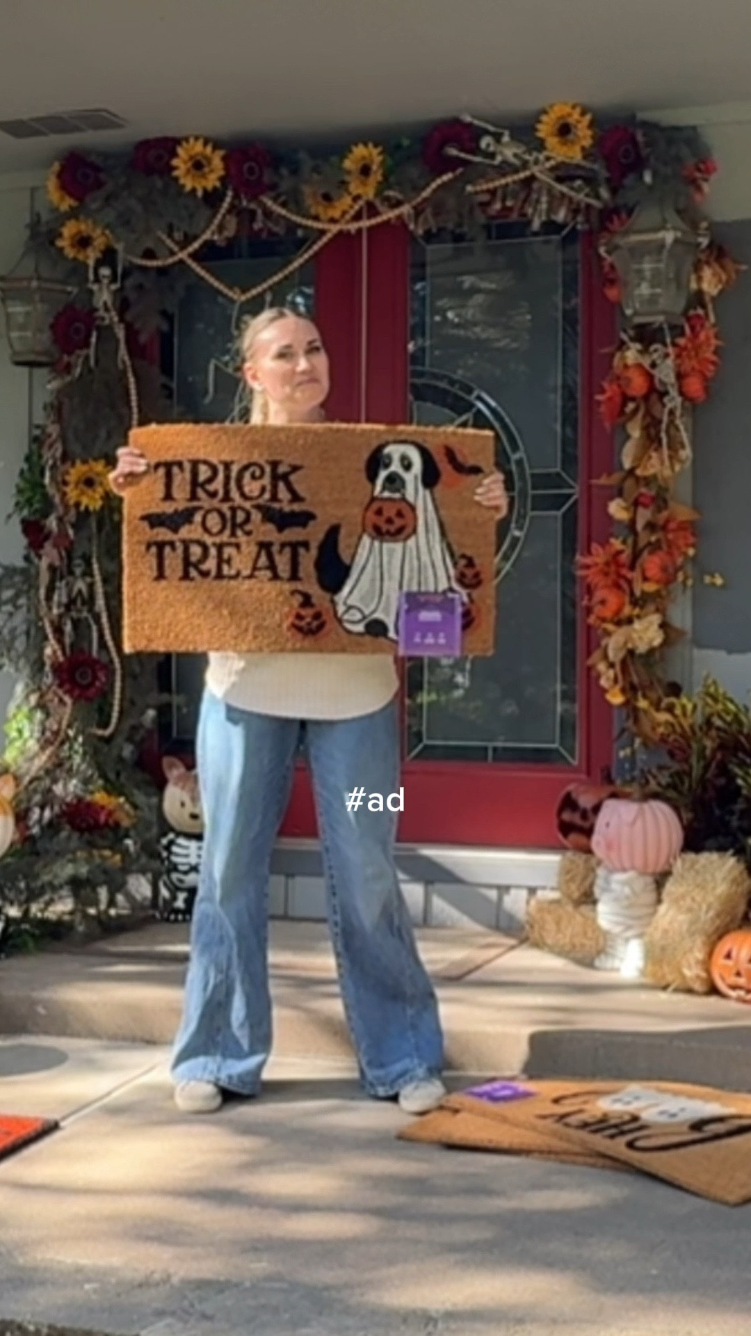 #ad #LowesPartner Let’s decorate my front porch since everything else I own is now in a box 😂 
I only received one trick-or-treater last year so this year I have partnered with Lowe’s to get a head start on letting all the kids know that I am here and ready for them despite being in the middle of a renovation! They have some of the cutest front door mats and since the one I currently have was inherited with the sale of the house, I couldn’t resist these! 

For the arch I used chicken wire to build the base, added lots of cute little skeletons and interchangeable pumpkin stands and pumpkins shaped like little animals for my base all from Lowe’s. Which mat is your favorite?? Let me know in the comments! 

@Loweshomeimprovement #Halloweendecor #halloweenfrontstep #halloweendoormat

#LTKFindsUnder50 #LTKStyleTip #LTKSeasonal