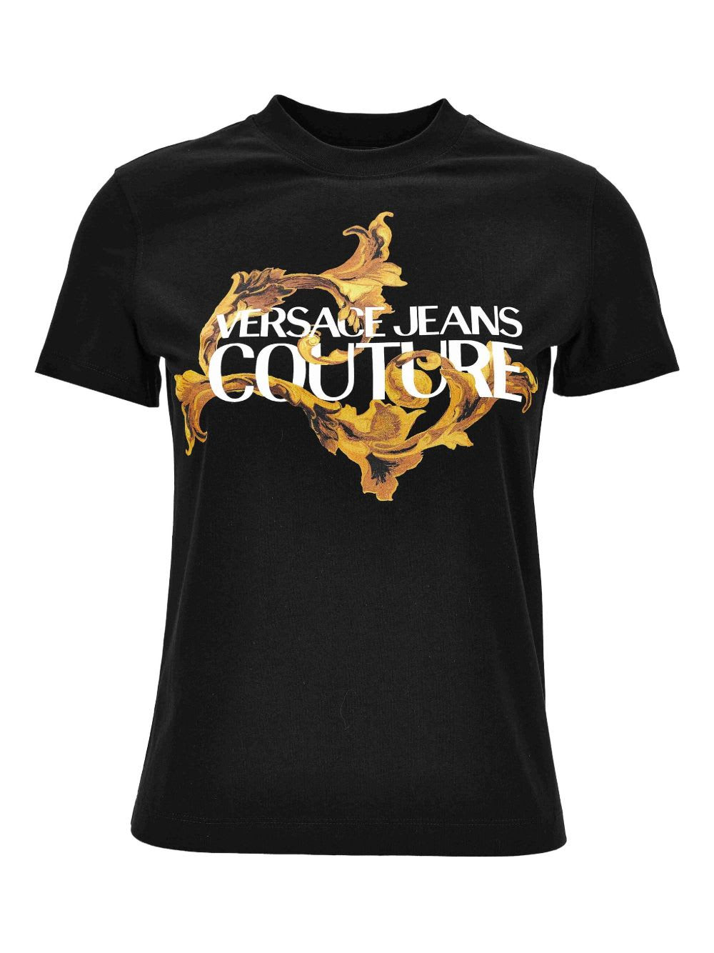 Versace Jeans Couture Black T-shirt With Baroque Insert And Logo | Italist.com US