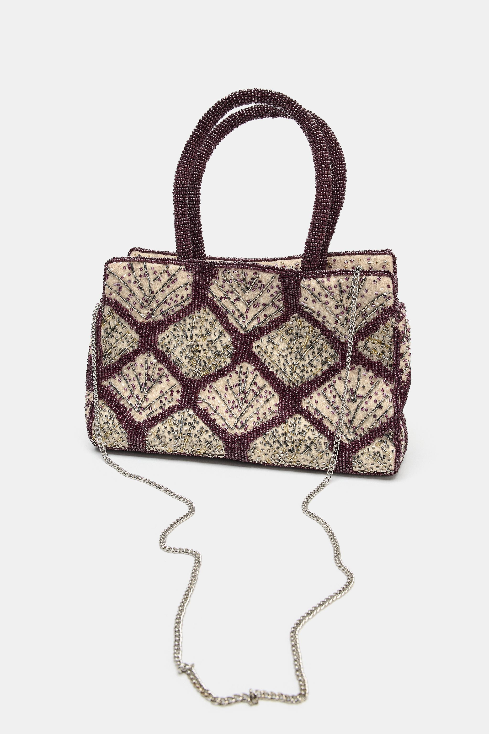 SPARKLY BEADED SHOPPER BAG | Zara US