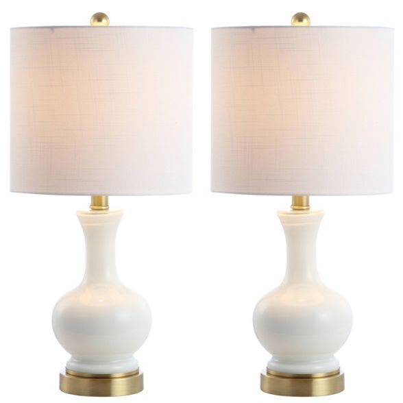 22" (Set of 2) Cox Glass/Metal Table Lamp (Includes Energy Efficient Light Bulb) - JONATHAN Y | Target