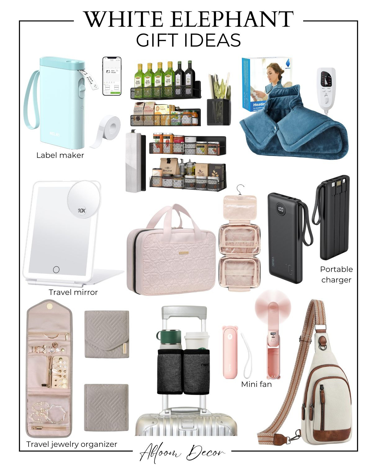 In this White Elephant gift guide, I chose practical and travel-friendly options everyone will appreciate!

These gifts are perfect for home and on the go, from a portable label maker and a heated neck wrap to a stylish sling bag and compact mini fan. 

 #LTKGiftGuide #LTKHoliday #LTKSeasonal