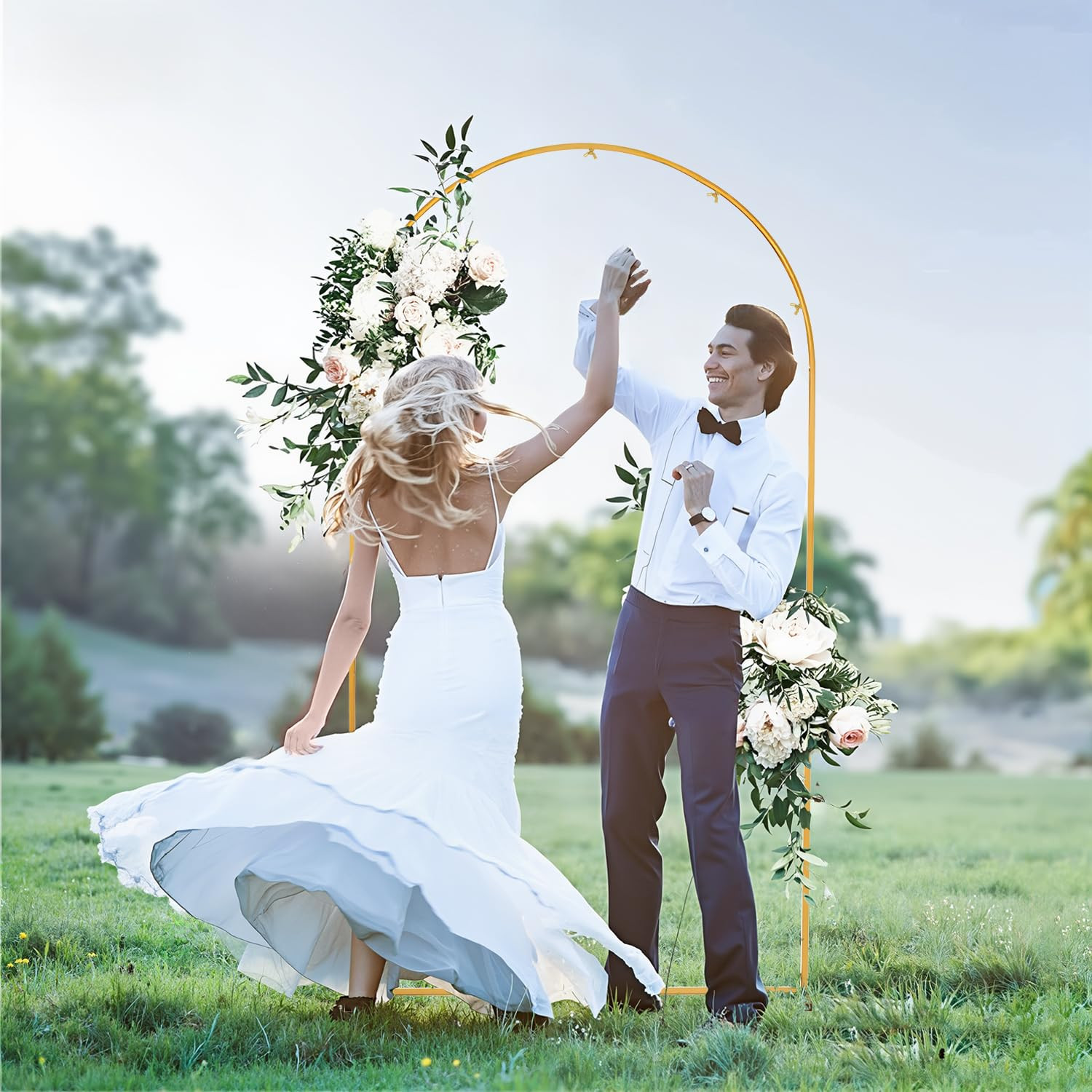Vincidern 7.2 ft Balloon Arch Backdrop Stand Gold, Wedding Arch for Birthday Party, Bridal Baby S... | Amazon (US)