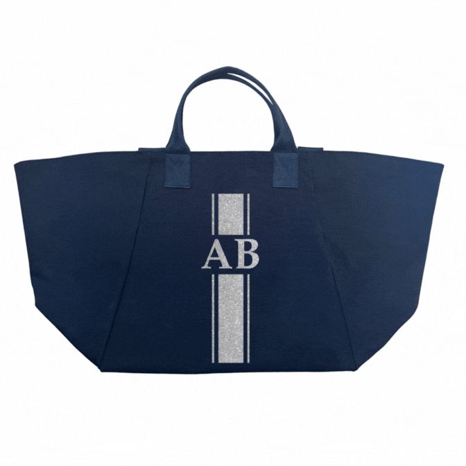 Chelsea Bag - Navy with Monogram Stripe NEW! | Quilted Koala