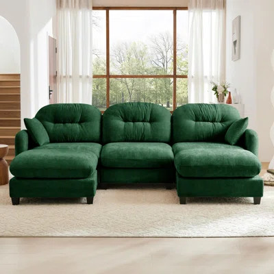 Modular Sectional U Shaped Couch With Ottoman,Premium Chenille Fabric,With 2 Throw Pillows,High-Density Foam Tufted Cushion Backrest Design,Easy Insta | Wayfair North America