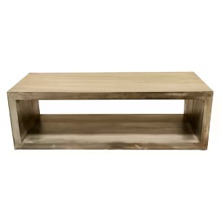 58" Cube Shape Mango Wood Coffee Table with Open Bottom Shelf - The Urban Port | Target