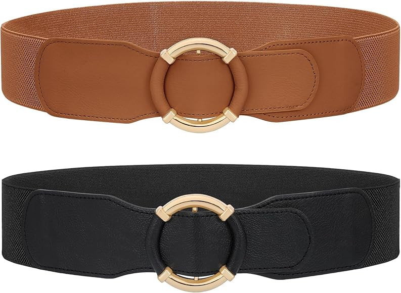 JASGOOD Women Wide Waist Belt Stretchy Elastic Vintage Belts for Dress Ladies Belt with Circle Bu... | Amazon (CA)