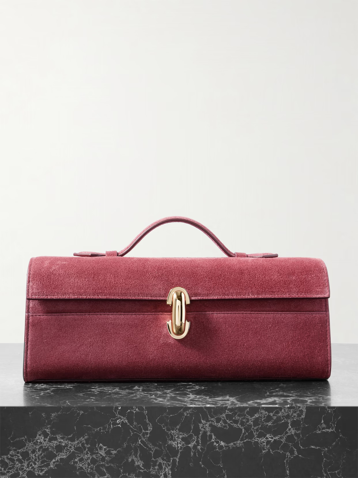 Savette - Slim Symmetry Pochette Leather-trimmed Suede Tote - Burgundy | NET-A-PORTER (US)