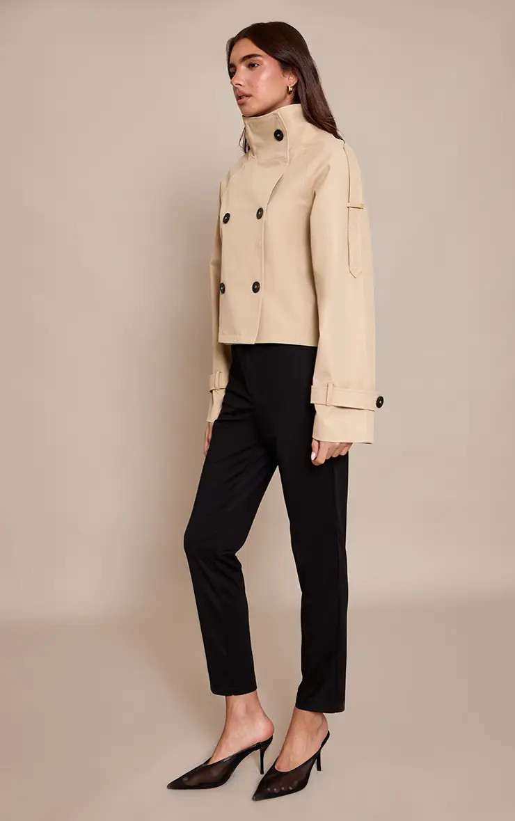 Black Tailored Mid Rise Cigarette Trousers | PrettyLittleThing | PrettyLittleThing UK