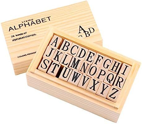 Wooden Rubber Stamp Alphabet,Dedoot 26 Pcs Vintage Wood Capital Letter Stamps for Card Making DIY... | Amazon (US)