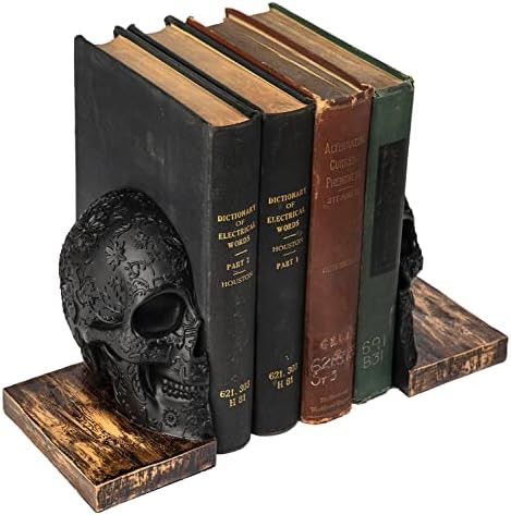 Skull Book Ends Gothic, Lifesize Human, Heavy-Duty Bookends, Bookends for Shelves, Heavy Books, B... | Amazon (US)