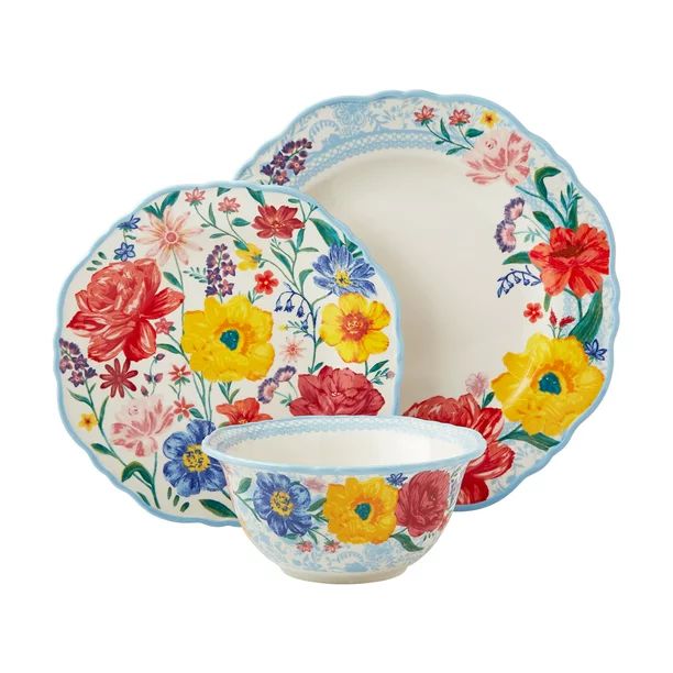 The Pioneer Woman Brilliant Blooms 12-Piece Stoneware Dinnerware Set | Walmart (US)