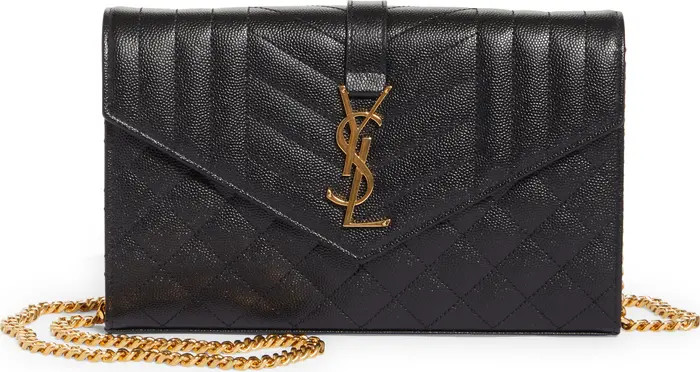Envelope Quilted Pebbled Leather Wallet on a Chain | Nordstrom