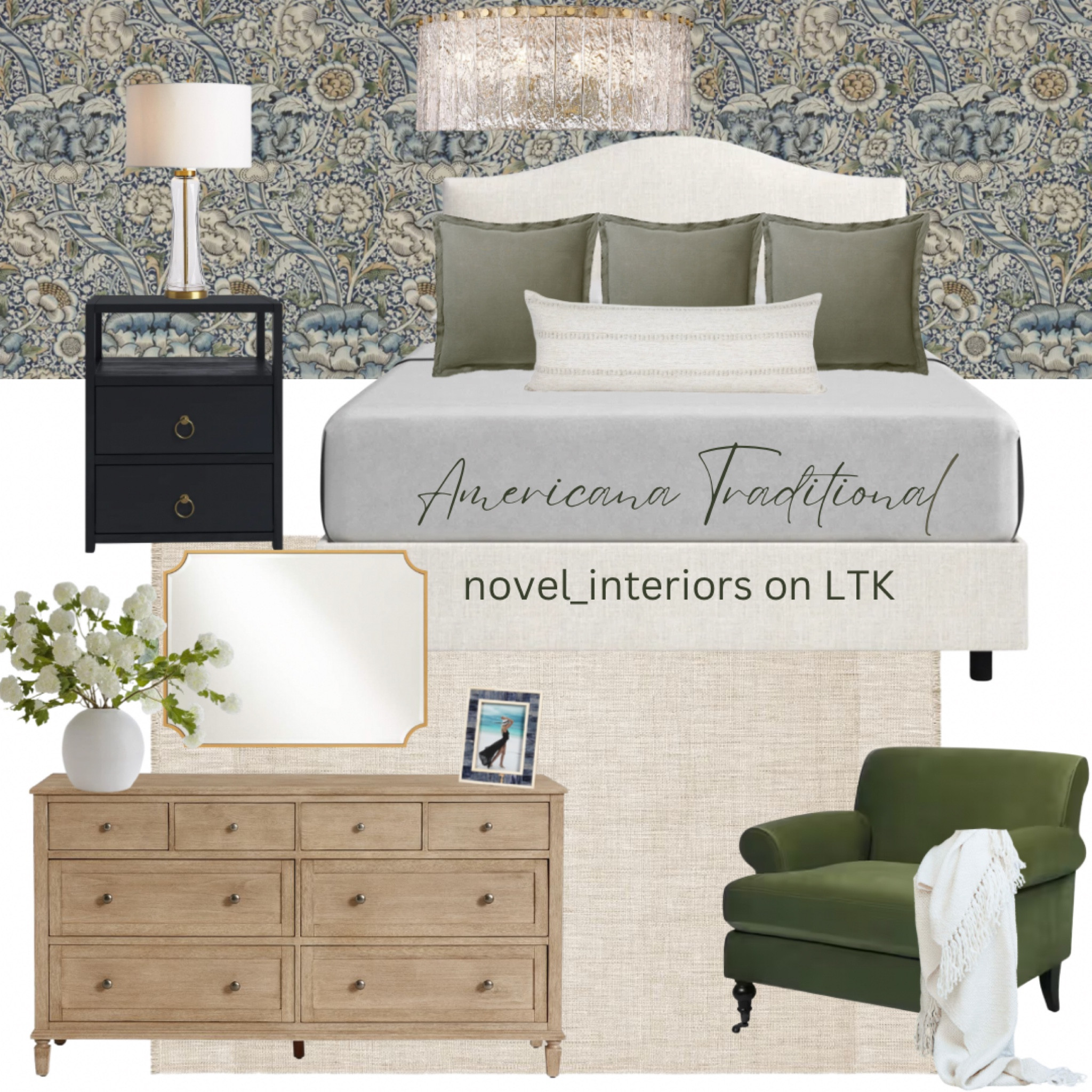 This beautifully crafted Americana Traditional design with touches of navy blue and rich emerald green is a timeless choice! Lots of great deals! 