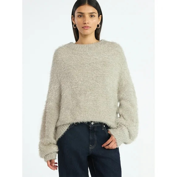 Scoop Women's Tinsel Knit Tunic Sweater with Long Sleeves, Midweight, Sizes, XS-XXL | Walmart (US)