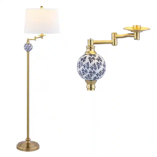 Pineapple 61.5" Classic Iron LED Floor Lamp, Transitional Gold with Blue and White by JONATHAN Y ... | Bed Bath & Beyond