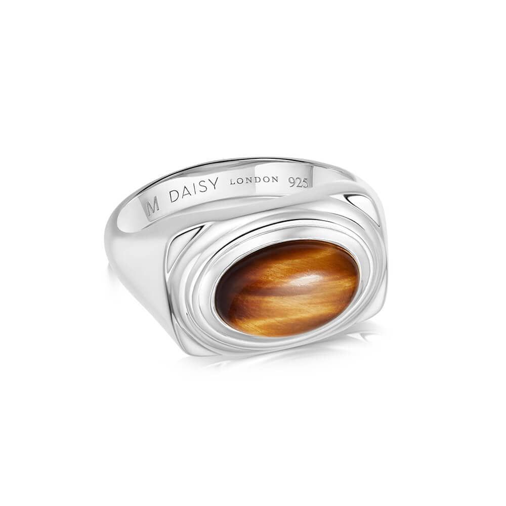 Tigers Eye Bold Ring Sterling Silver | Daisy London Jewellery